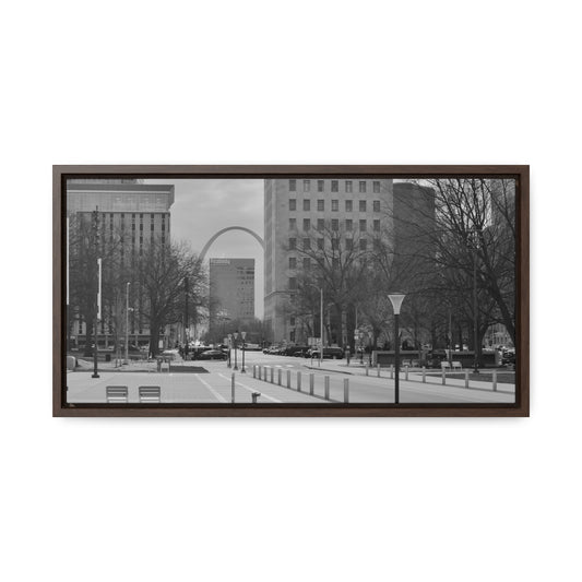 Downtown STL Arch B&W Framed Canvas Wraps