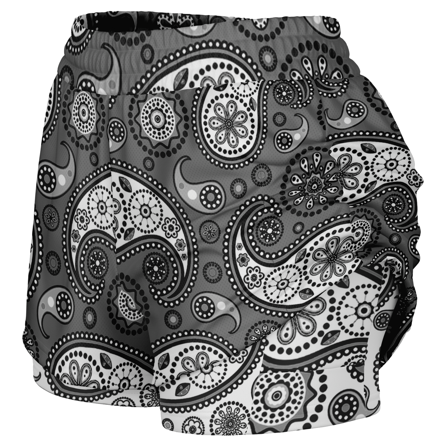 Black Paisley V1.1 2-in-1 Shorts