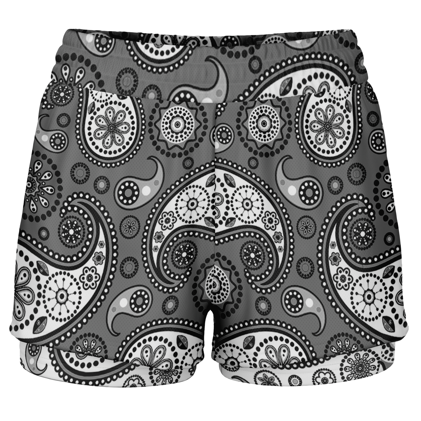 Black Paisley V1.1 2-in-1 Shorts