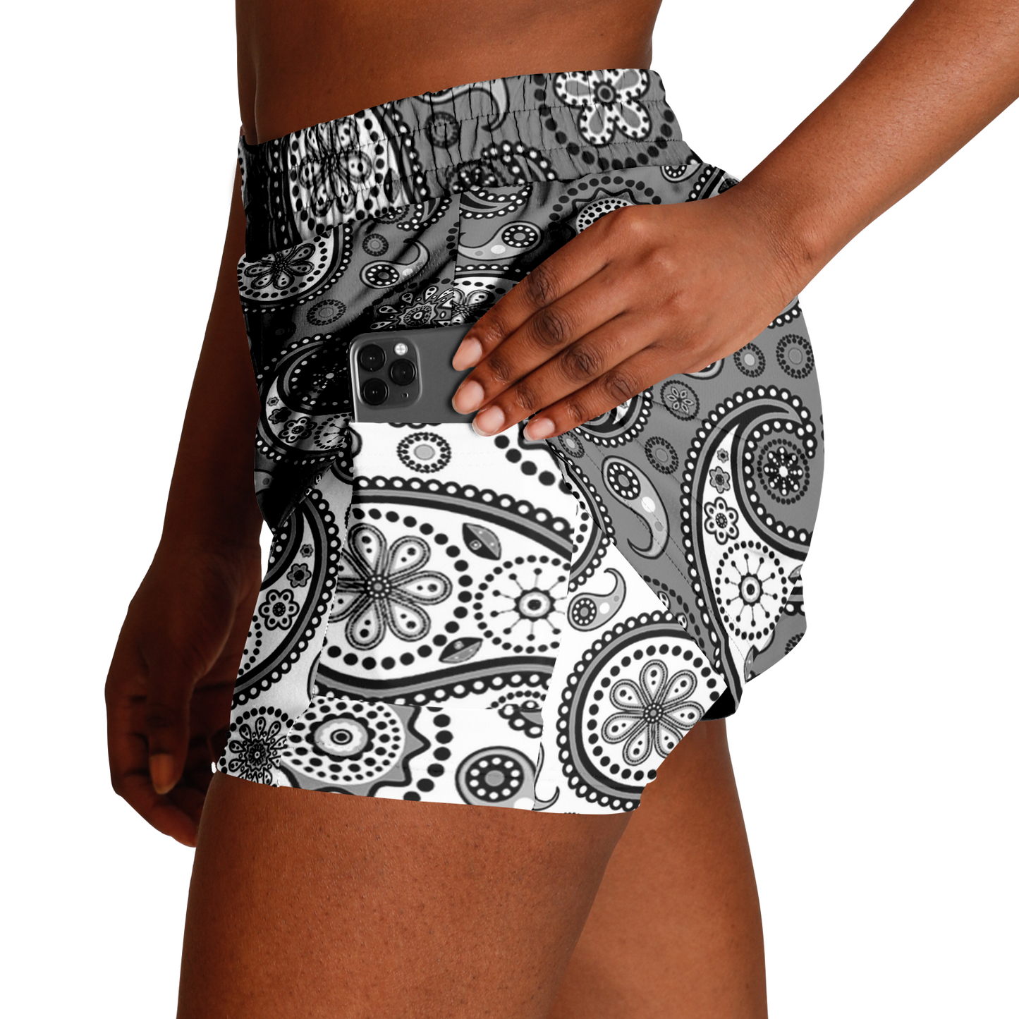 Black Paisley V1.1 2-in-1 Shorts