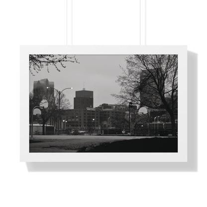 Downtown STL 2023 Framed B&W Horizontal Poster