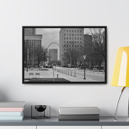 Downtown STL Arch B&W Framed Canvas Wraps