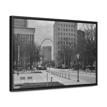 Downtown STL Arch B&W Framed Canvas Wraps