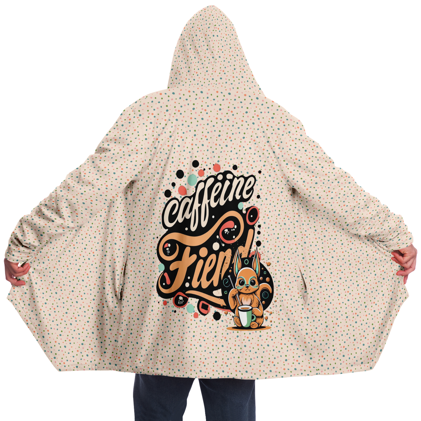 Caffeine Fiend Microfleece Cloak - Spotted