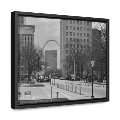 Downtown STL Arch B&W Framed Canvas Wraps