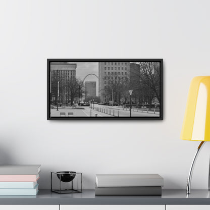 Downtown STL Arch B&W Framed Canvas Wraps