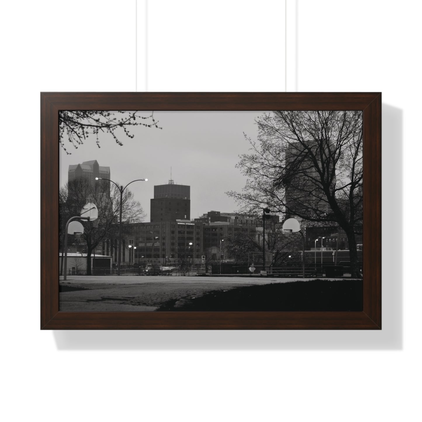 Downtown STL 2023 Framed B&W Horizontal Poster