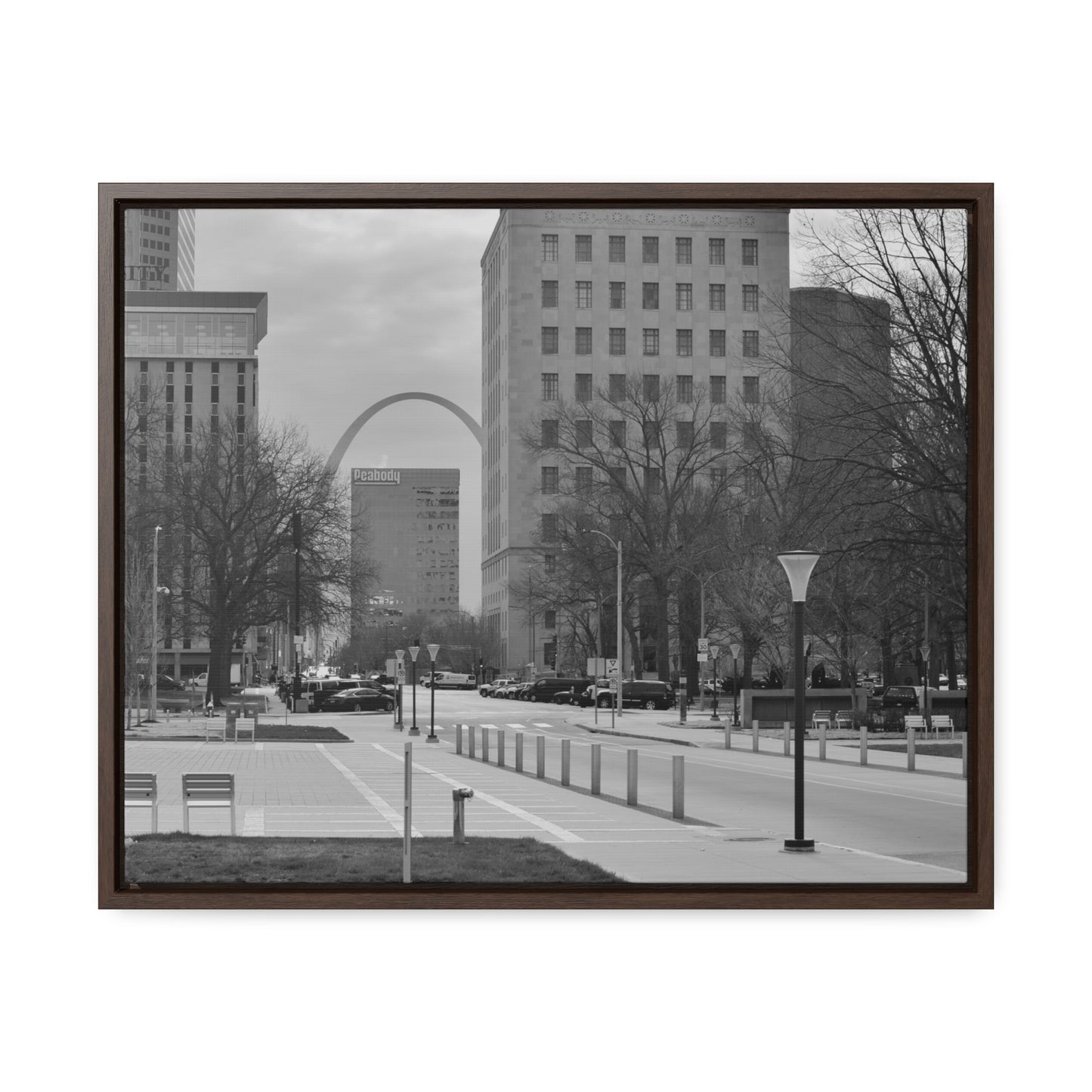 Downtown STL Arch B&W Framed Canvas Wraps