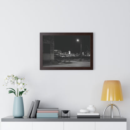 STL Arch Night View Framed B&W Horizontal Poster