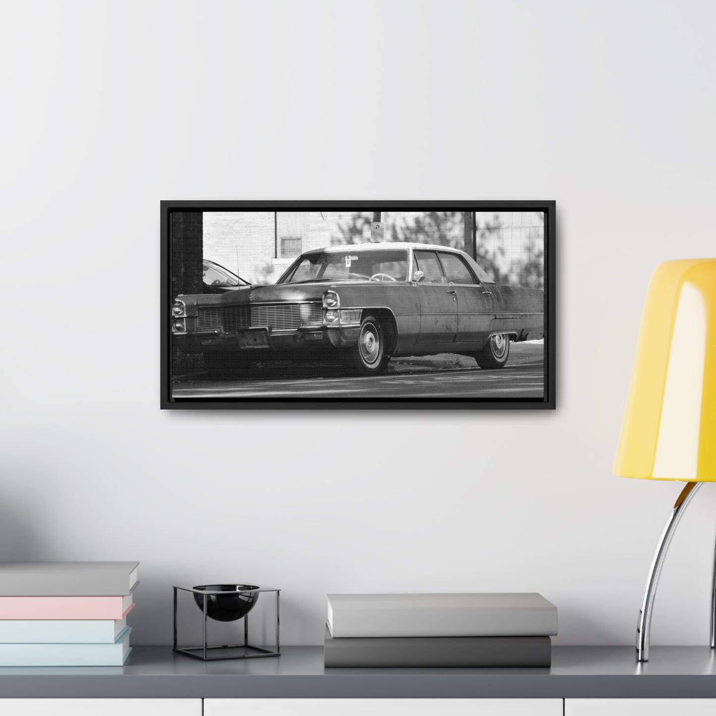 Vintage Cadillac B&W Framed Canvas Wraps