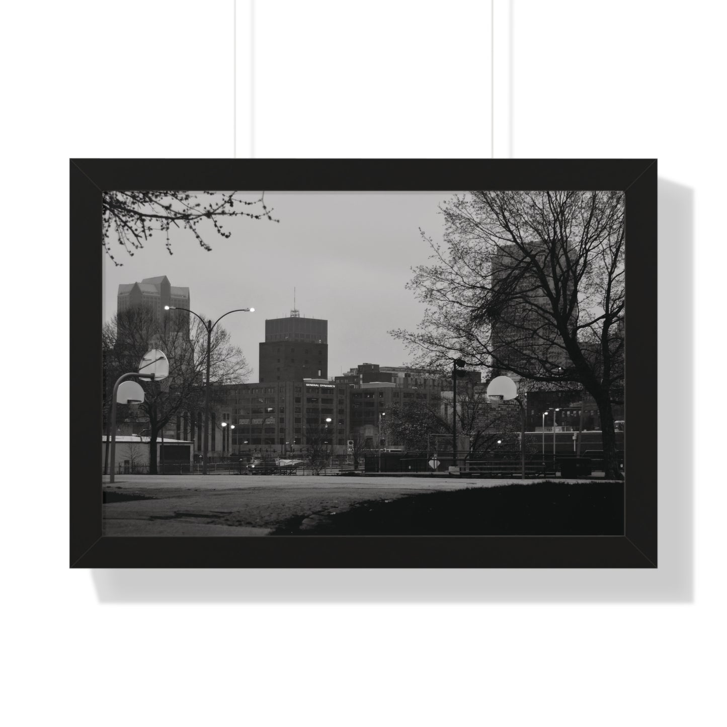 Downtown STL 2023 Framed B&W Horizontal Poster