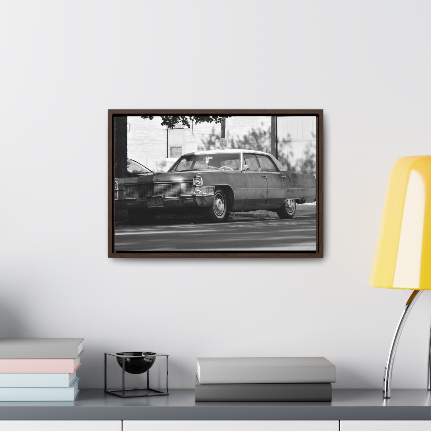 Vintage Cadillac B&W Framed Canvas Wraps