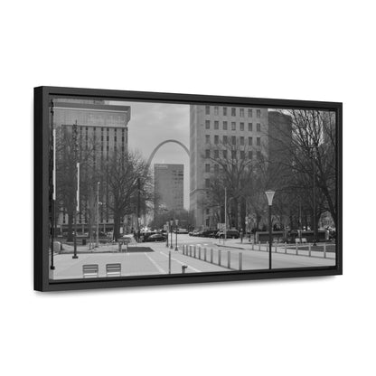 Downtown STL Arch B&W Framed Canvas Wraps