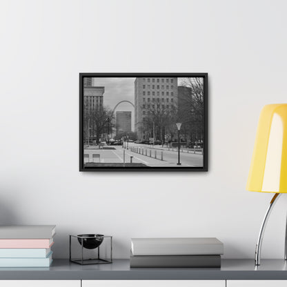 Downtown STL Arch B&W Framed Canvas Wraps