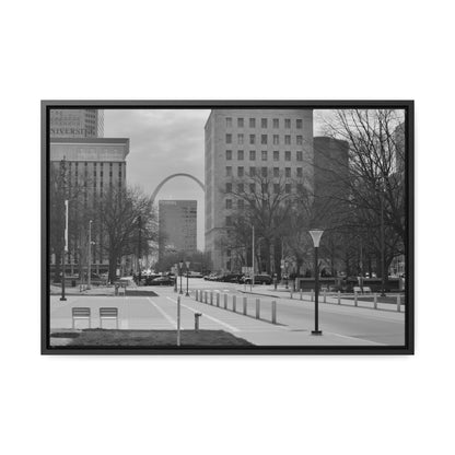 Downtown STL Arch B&W Framed Canvas Wraps