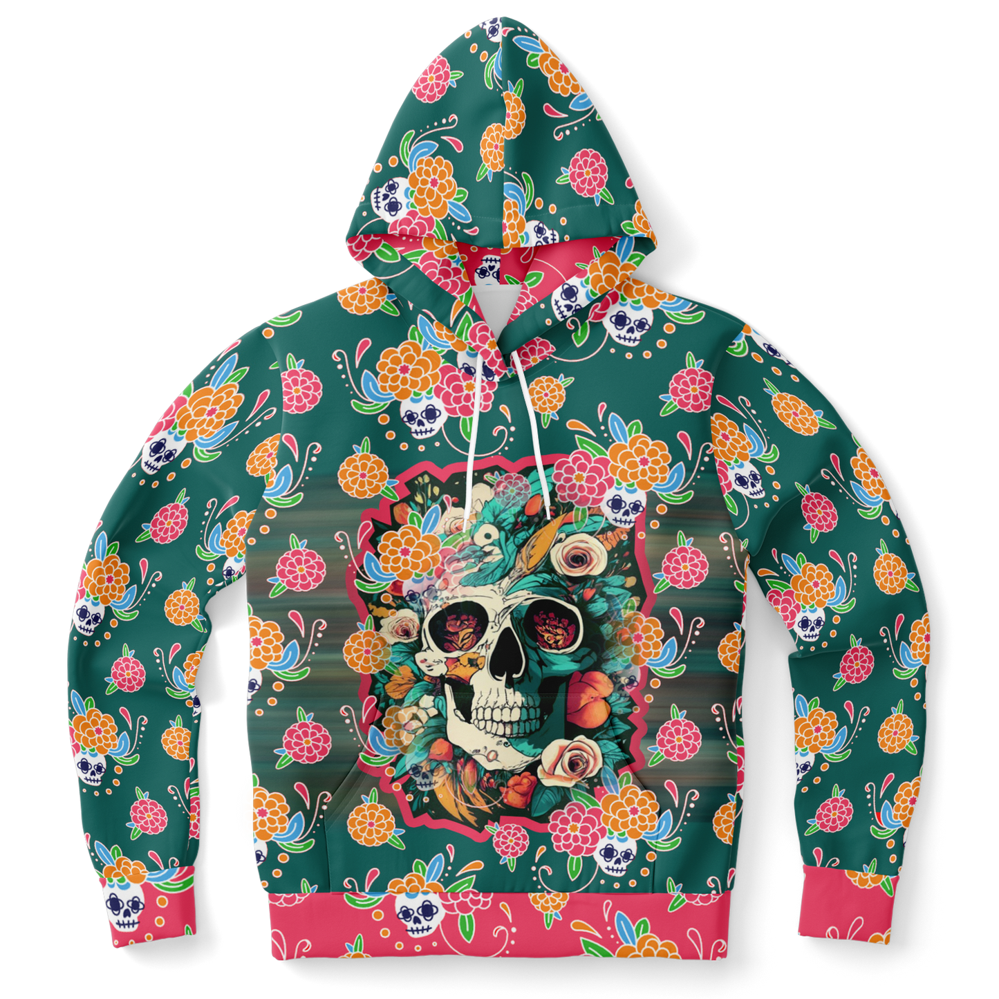 2 Skull Hoodie - Pink Trim