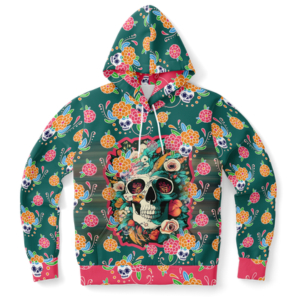 2 Skull Hoodie - Pink Trim