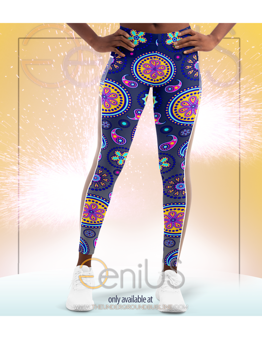 Paisley Blue V1.1 Mesh Pocket Leggings