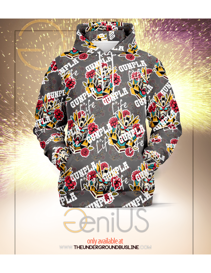 Gunpla is Life Hoodie - Grey Pattern