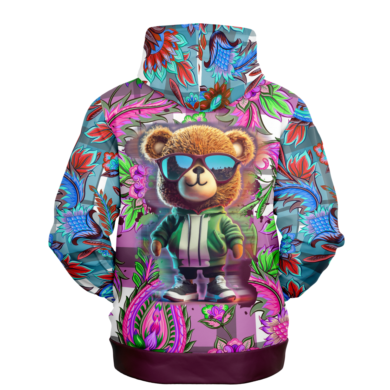 the-underground-bus-line-pullover-hoodie-cool-bear-plaid-mixed