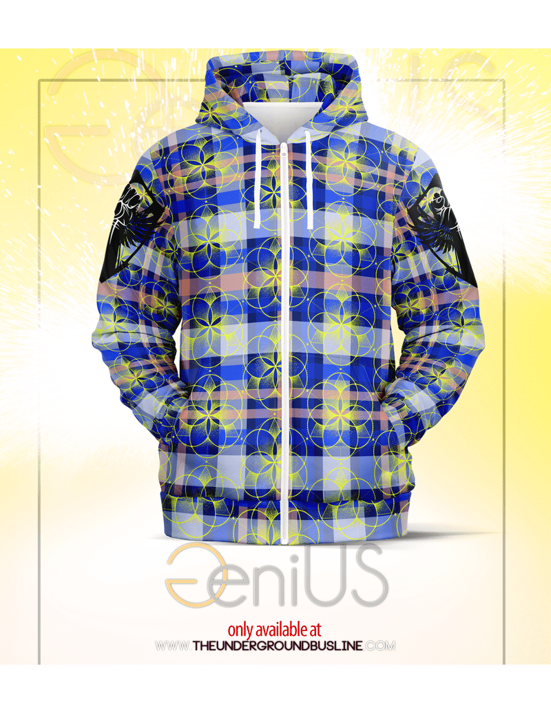 the-underground-bus-line-zip-up-hoodie-sacred-plaid-blue-Fist