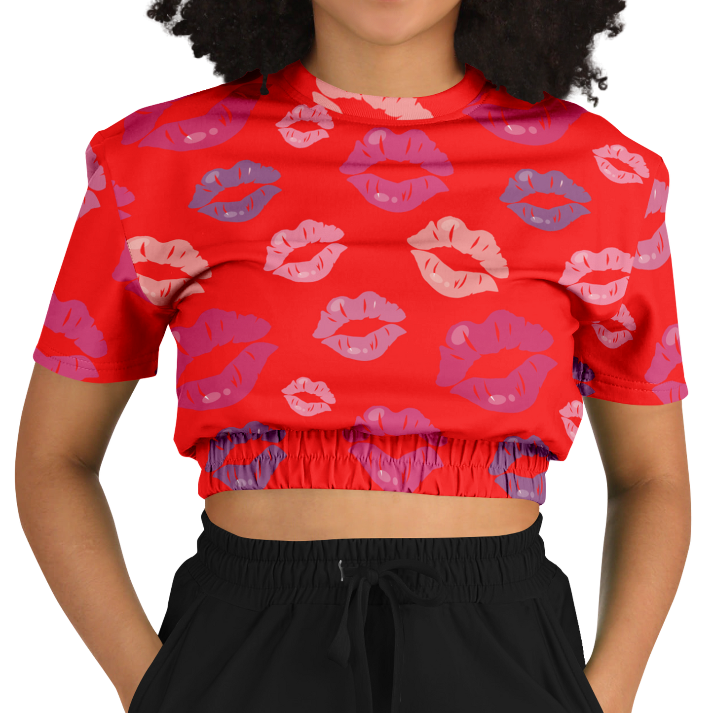the-underground-bus-line-kisses-cropped-short-sleeved-sweatshirt