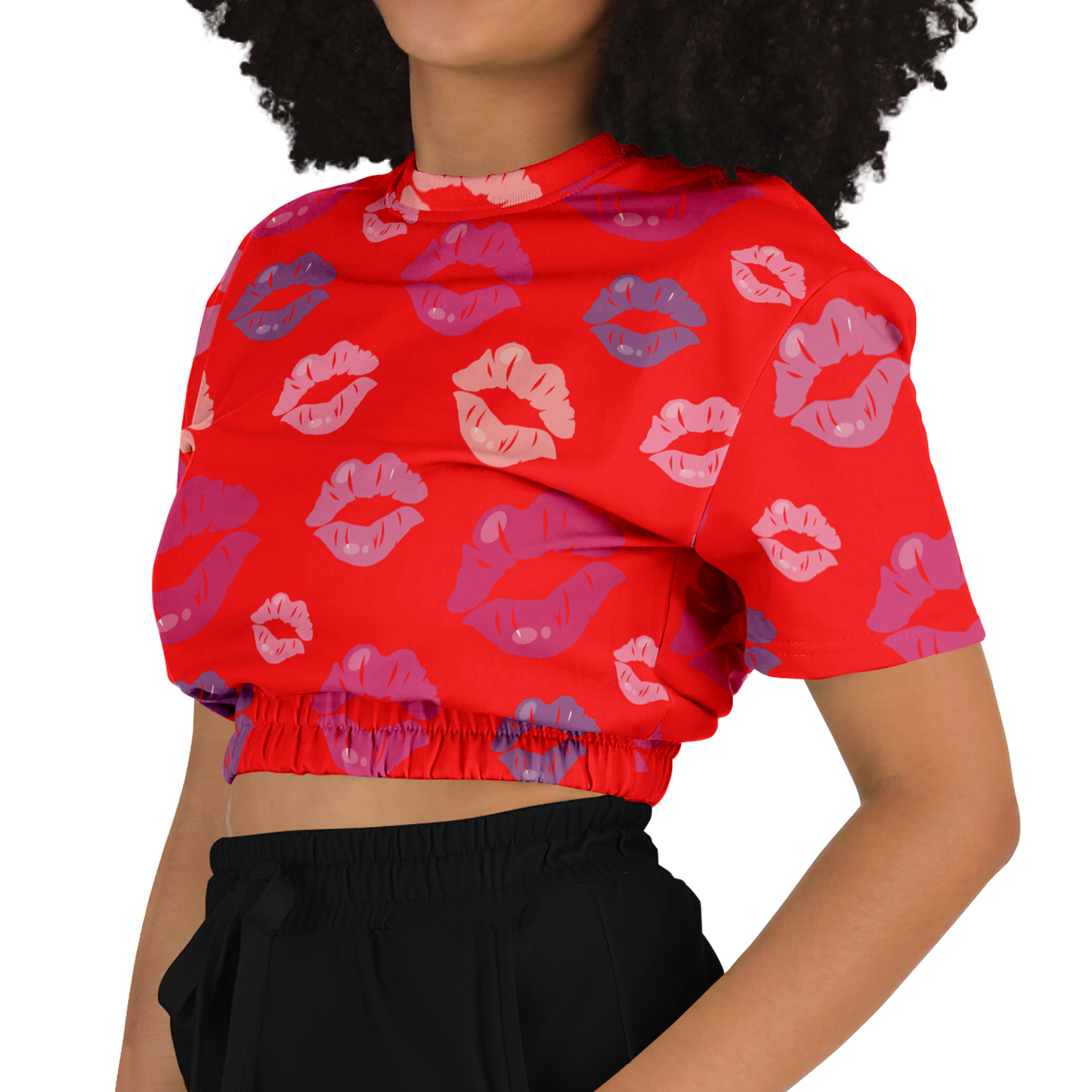the-underground-bus-line-kisses-cropped-short-sleeved-sweatshirt