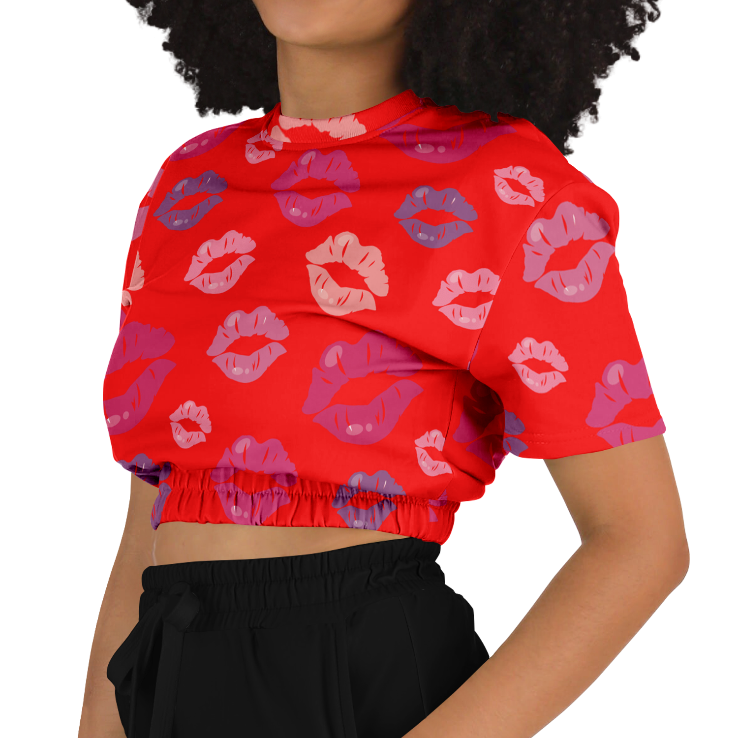 the-underground-bus-line-kisses-cropped-short-sleeved-sweatshirt