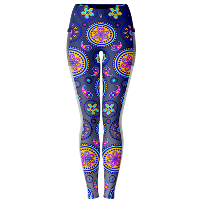 Paisley Blue V1.1 Mesh Pocket Leggings