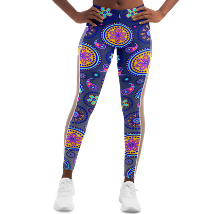 Paisley Blue V1.1 Mesh Pocket Leggings