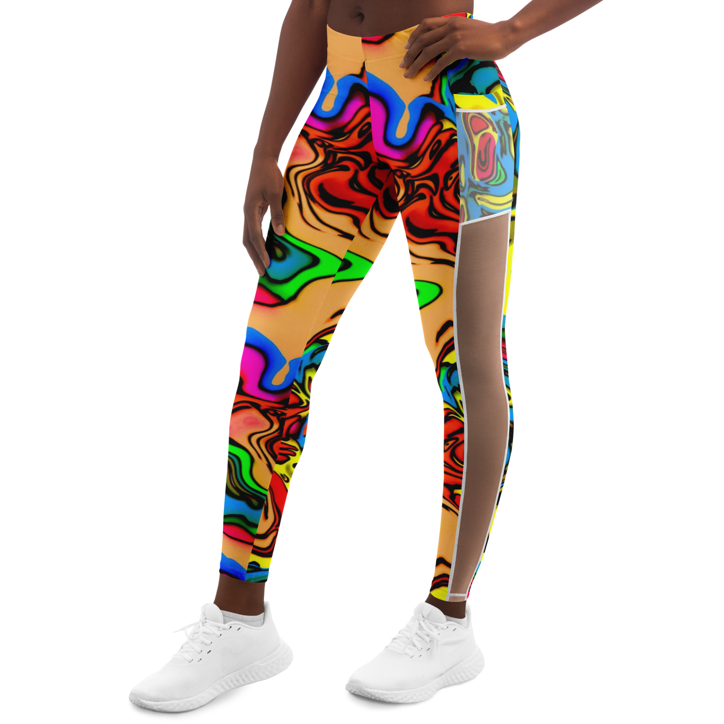 Scrambled Chakras V1.1 Mesh Pocket Leggings