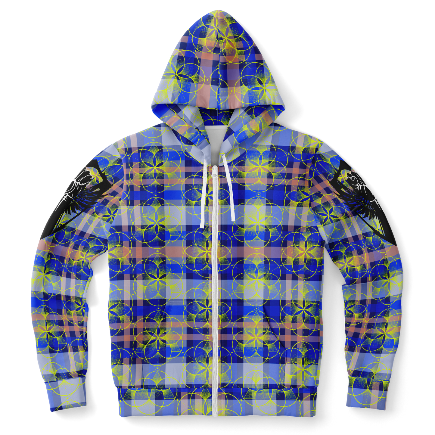 the-underground-bus-line-zip-up-hoodie-sacred-plaid-blue-Fist