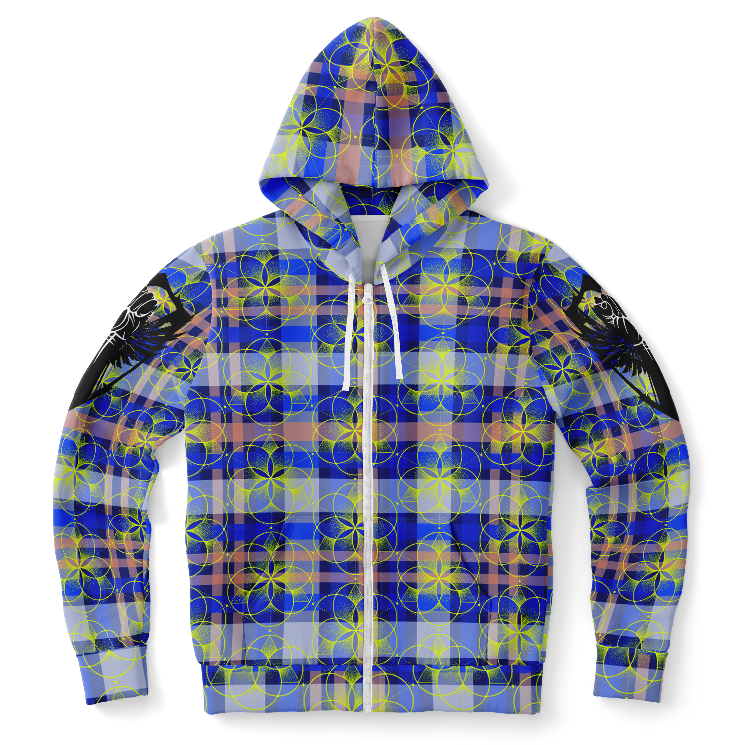 the-underground-bus-line-zip-up-hoodie-sacred-plaid-blue-Fist