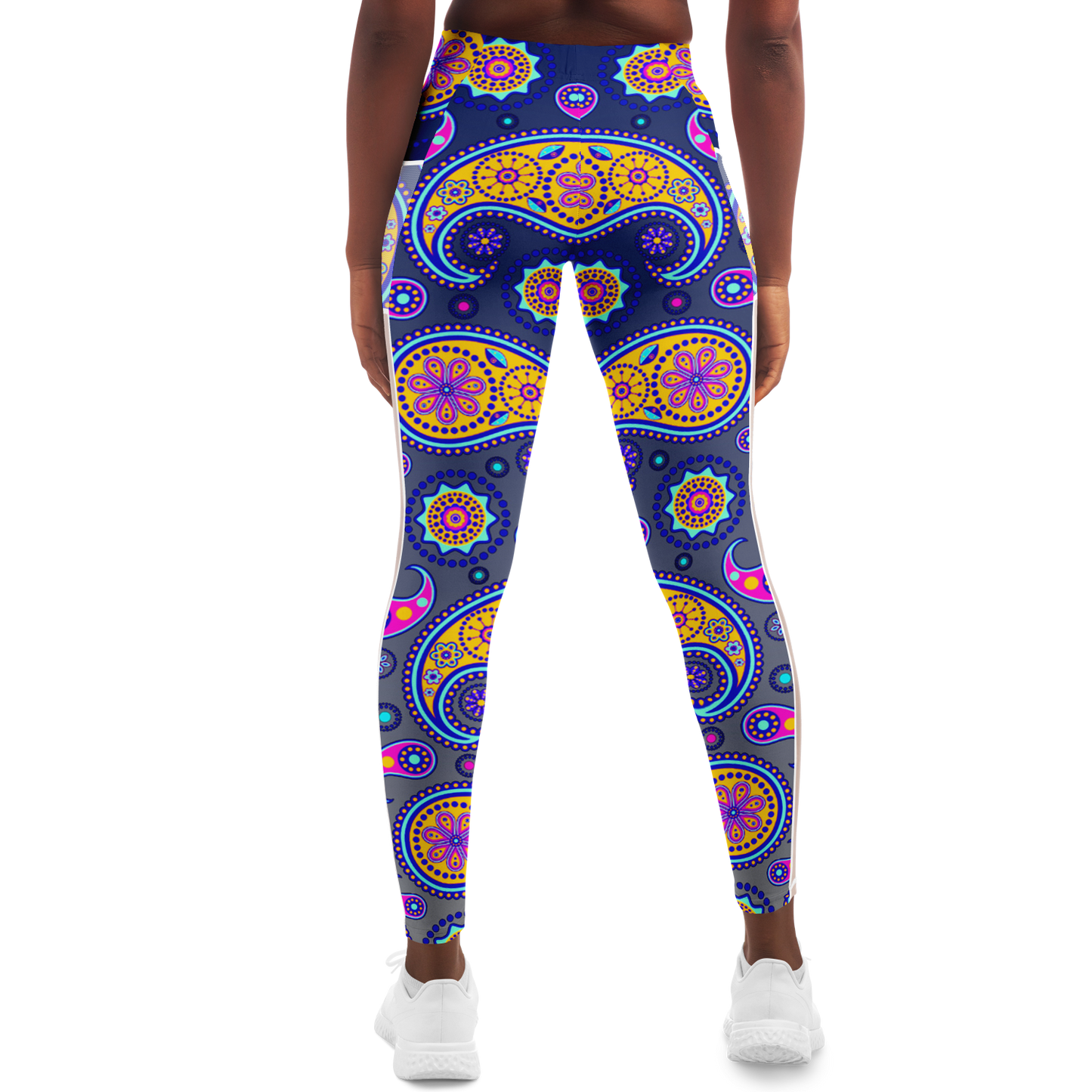 Paisley Blue V1.1 Mesh Pocket Leggings