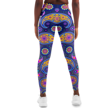 Paisley Blue V1.1 Mesh Pocket Leggings