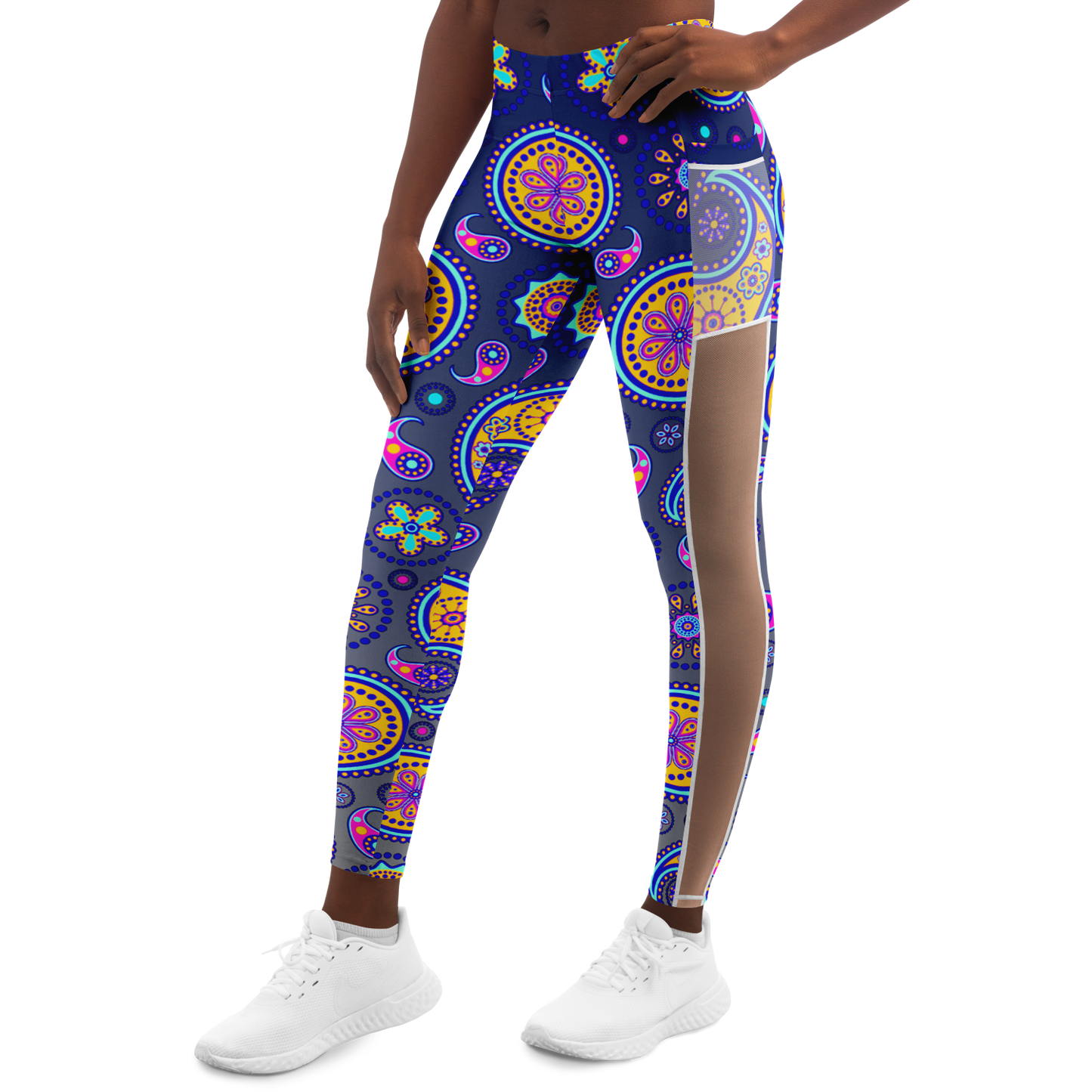 Paisley Blue V1.1 Mesh Pocket Leggings