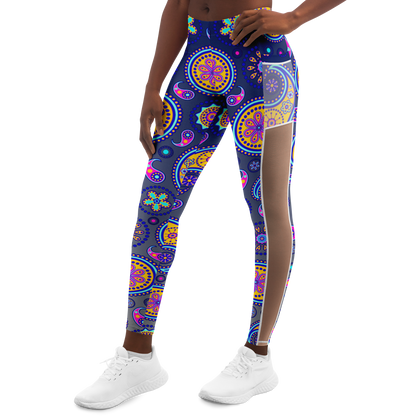 Paisley Blue V1.1 Mesh Pocket Leggings