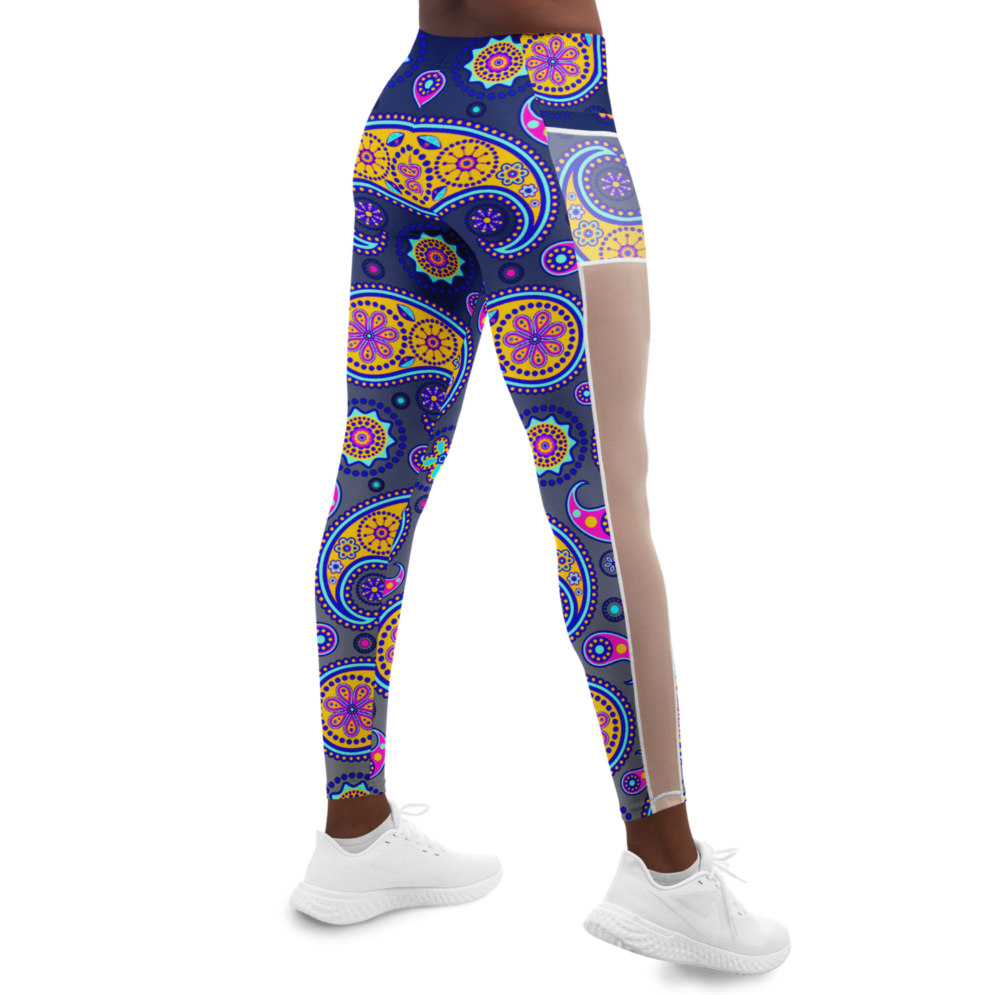 Paisley Blue V1.1 Mesh Pocket Leggings