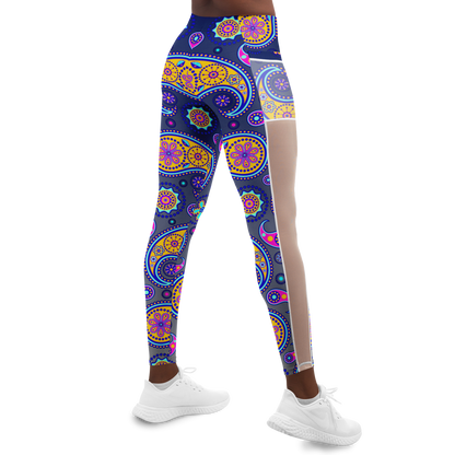 Paisley Blue V1.1 Mesh Pocket Leggings