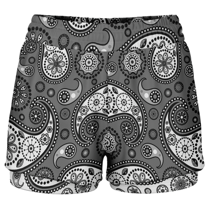 Black Paisley V1.1 2-in-1 Shorts