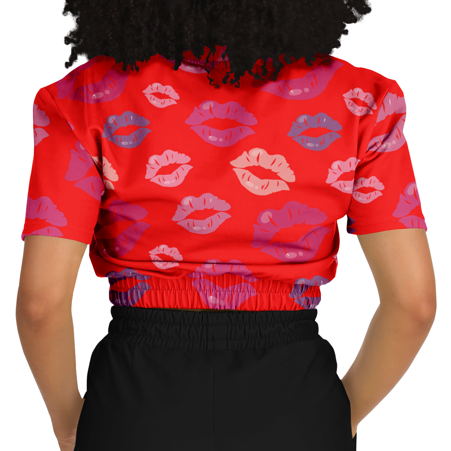 the-underground-bus-line-kisses-cropped-short-sleeved-sweatshirt