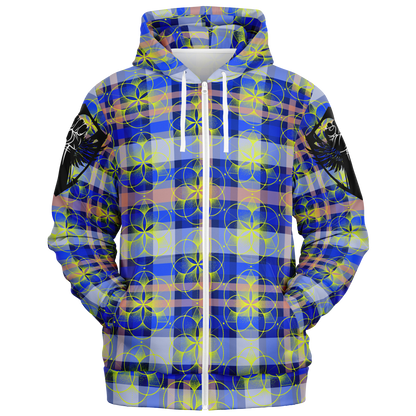 the-underground-bus-line-zip-up-hoodie-sacred-plaid-blue-Fist