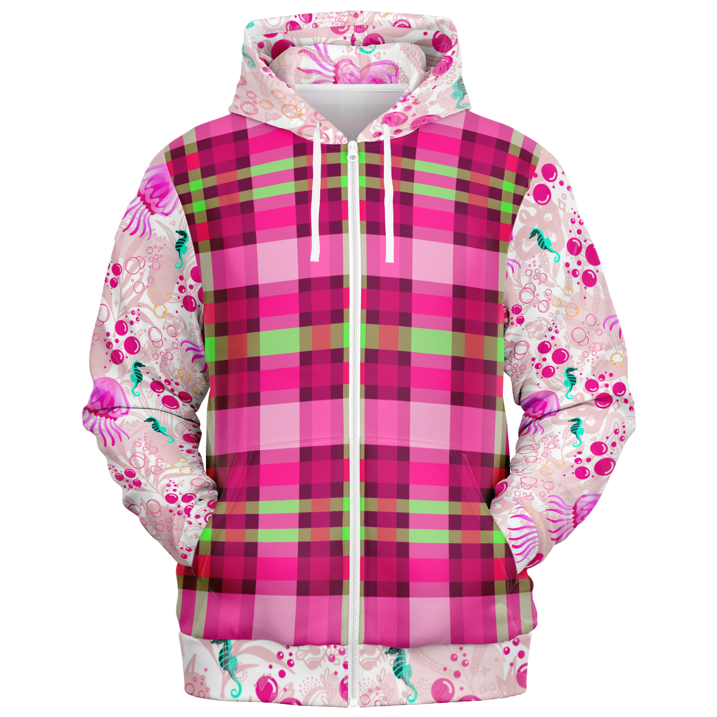 the-underground-bus-line-zip-up-hoodie-pink-Ish