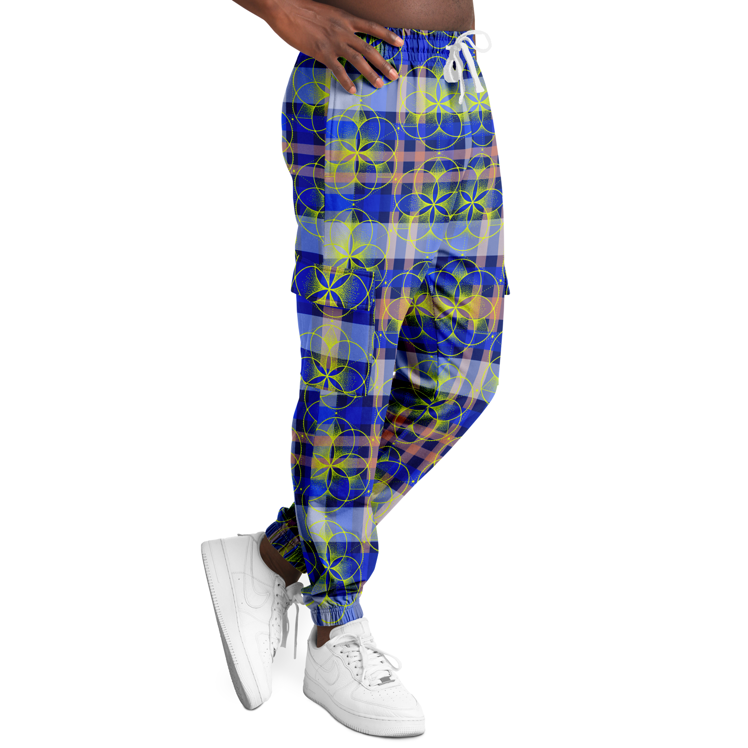 the-underground-bus-line-sacred-plaid-cargo-sweat-pants