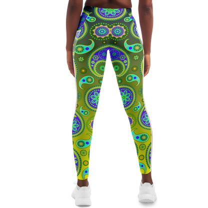 Paisley Green V1.1 Mesh Pocket Leggings