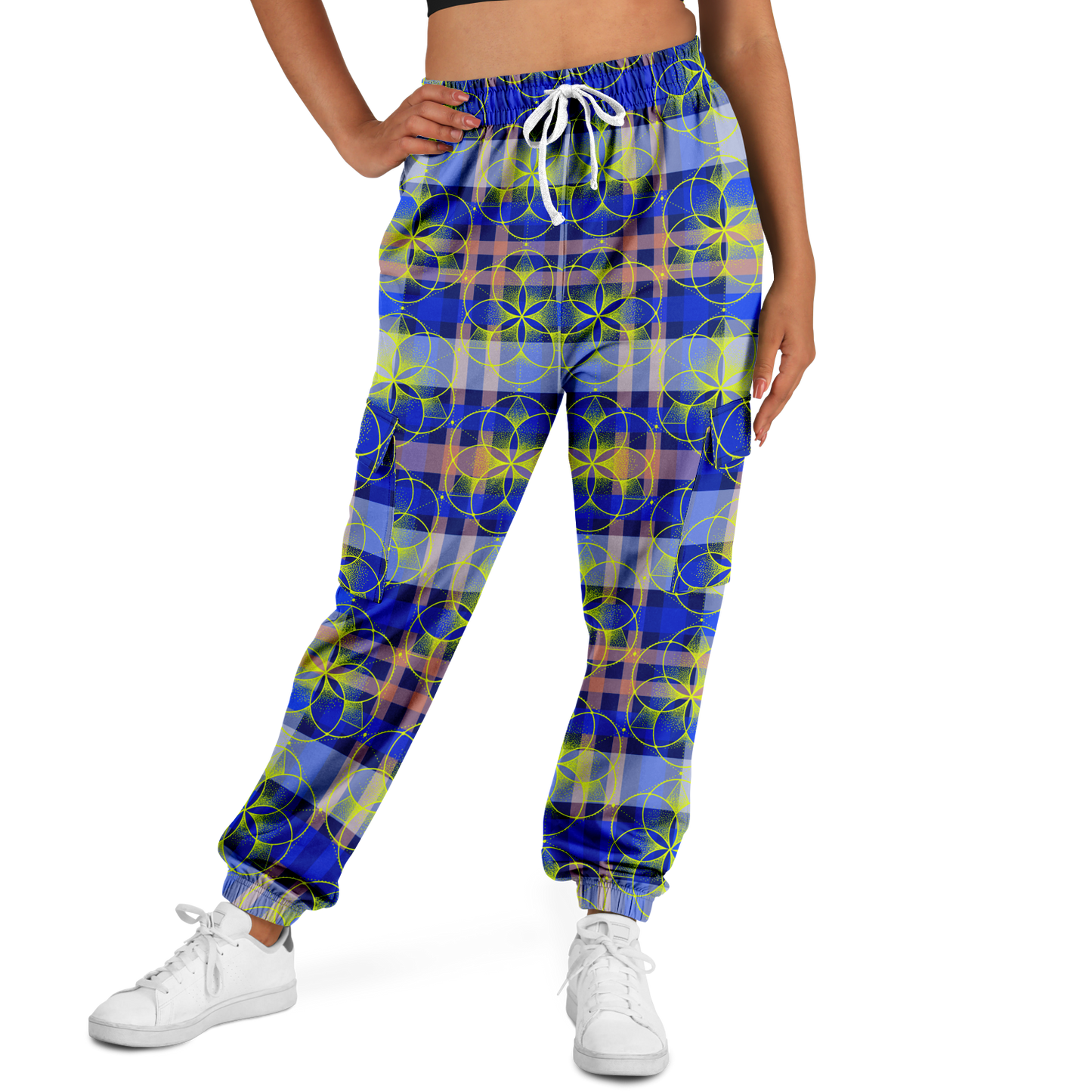 the-underground-bus-line-sacred-plaid-cargo-sweat-pants