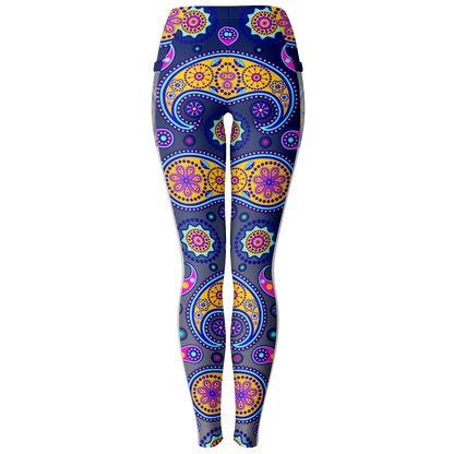 Paisley Blue V1.1 Mesh Pocket Leggings